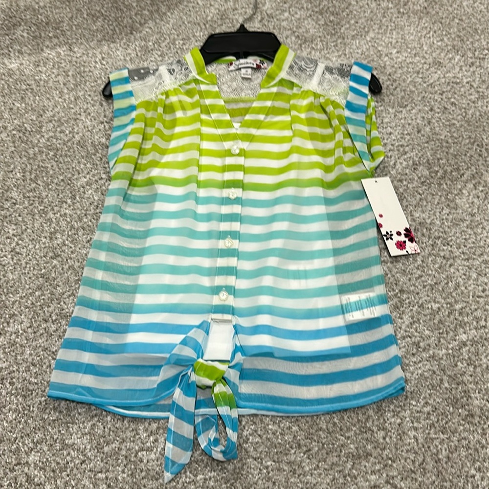 Girls 7-16 Top Chiffon Stripes with Cami